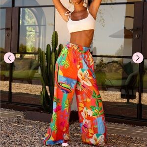 Kulani drawstring, summer pants, Havana, a Haven Tropical Floral Wide-Leg Pants